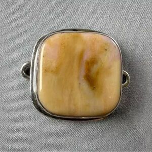 Tabra Bracelet Connector Charm Square Tan Agate